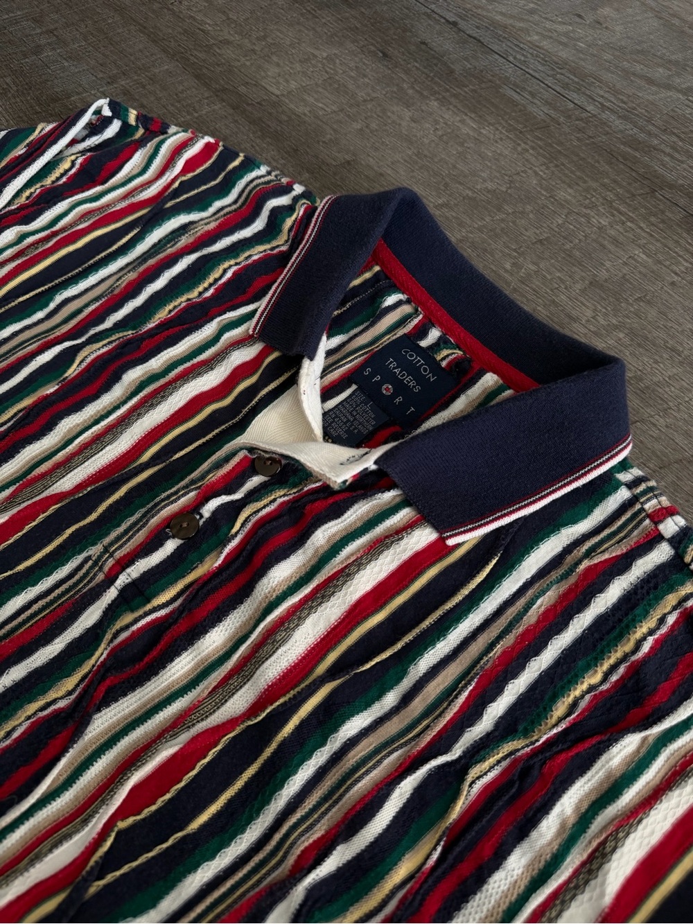 Vintage 90s Coogi Style Short Sleeve Polo Shirt By Cotton Traders Sport Men’s L - Picture 2 of 6